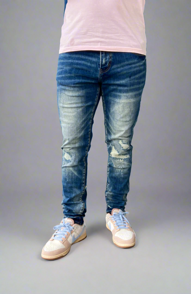 Lab Washed Blue Skinny Jeans