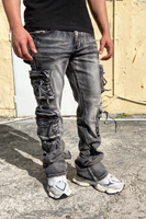 Tactical Cargo Flow Stacked Jeans (Grey)