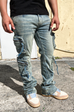 Tactical Cargo Flow Stacked Jeans (Blue)