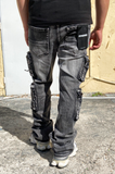 Tactical Cargo Flow Stacked Jeans (Grey)