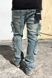 Tactical Cargo Flow Stacked Jeans (Blue)