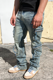 Tactical Cargo Flow Stacked Jeans (Blue)