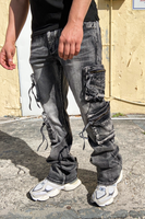 Tactical Cargo Flow Stacked Jeans (Grey)