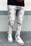 Bleach Wash Grey Skinny Jeans