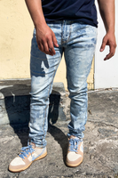 Bleach Vin Blue Skinny Fit Jeans