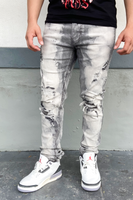 Bleach Wash Grey Skinny Jeans