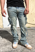 Tactical Cargo Flow Stacked Jeans (Blue)